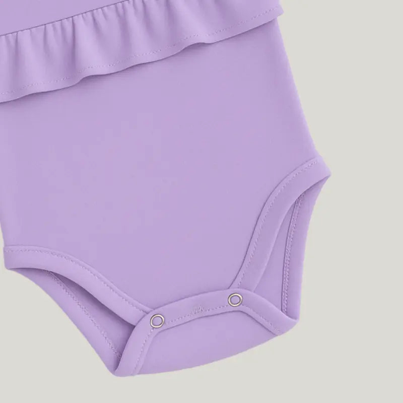 body lilás delicado com babado para bebê menina