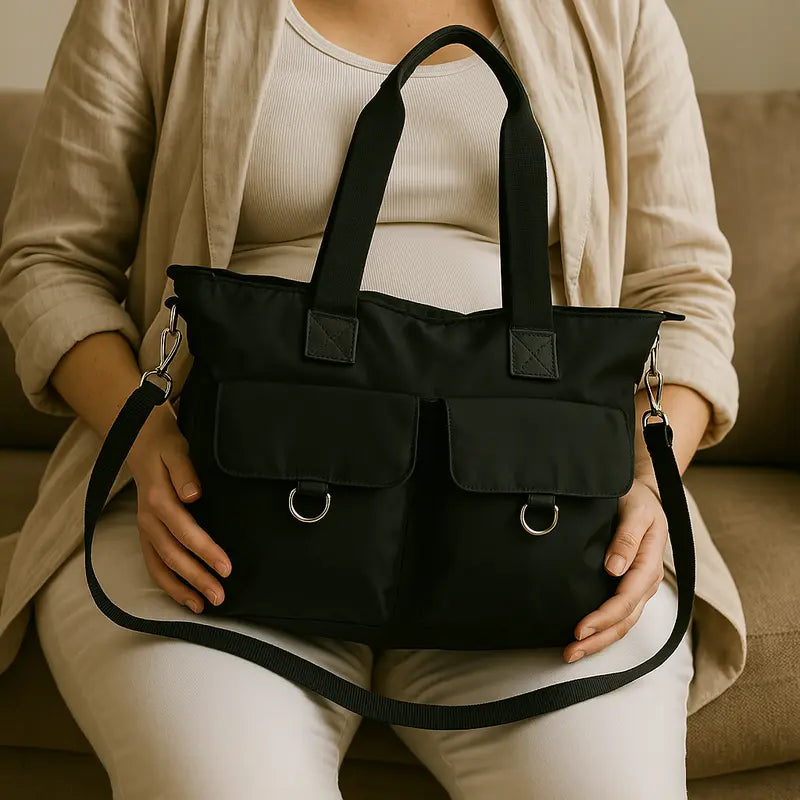 bolsa de passeio multifuncional preta para bebê