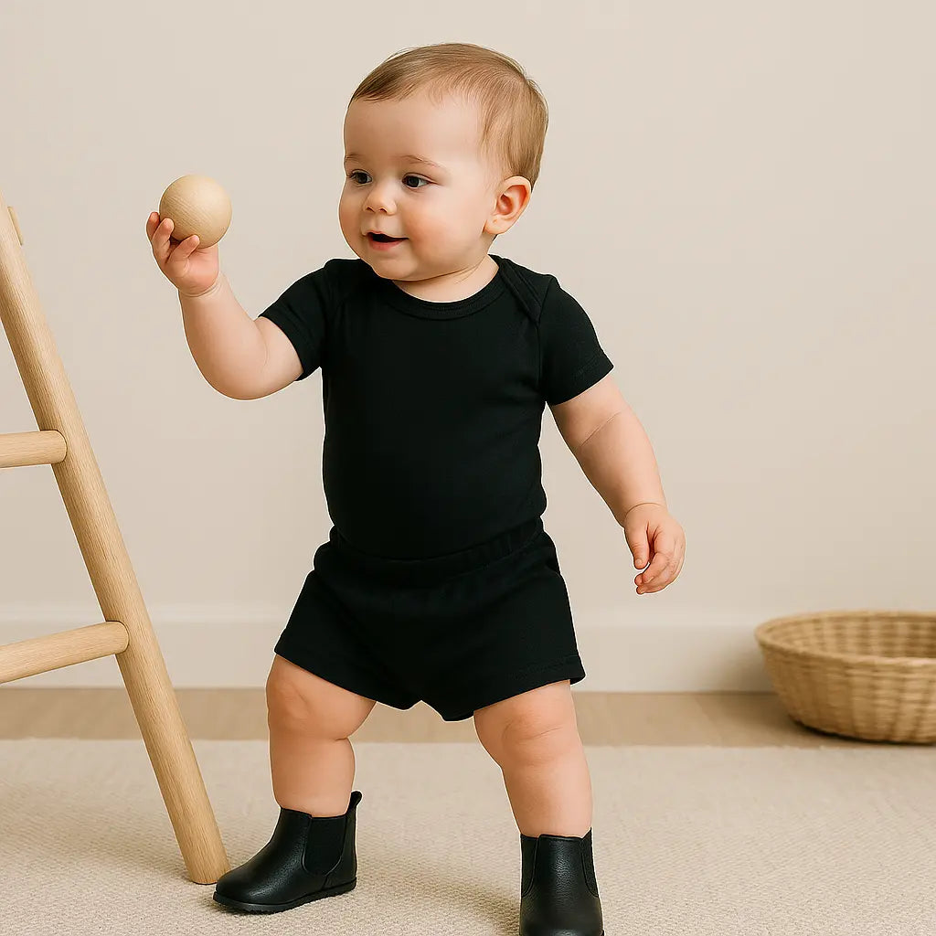 bota bebê vintage preta menino ou menina