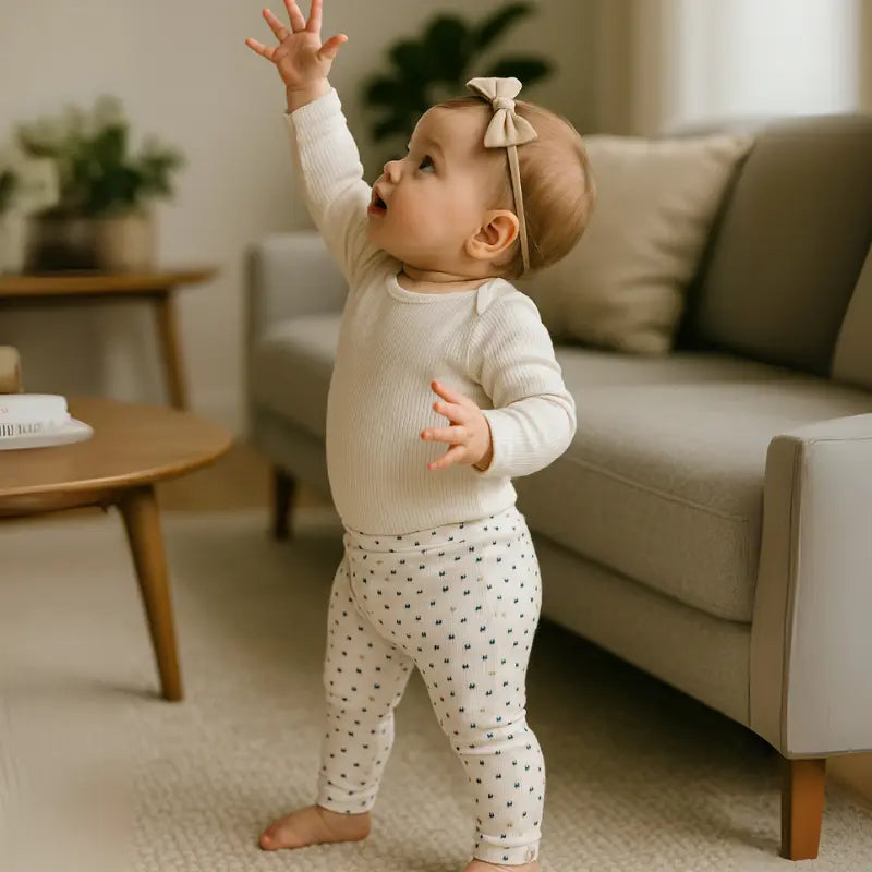 calça de algodão azul marinho com estampa floral para bebê menina