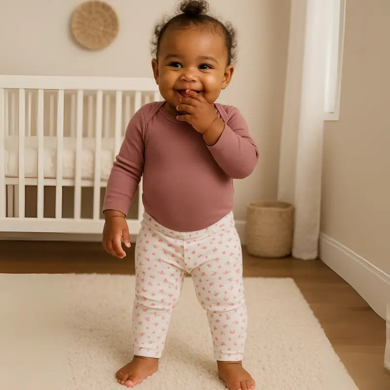 calça de algodão com estampa floral para bebê menina