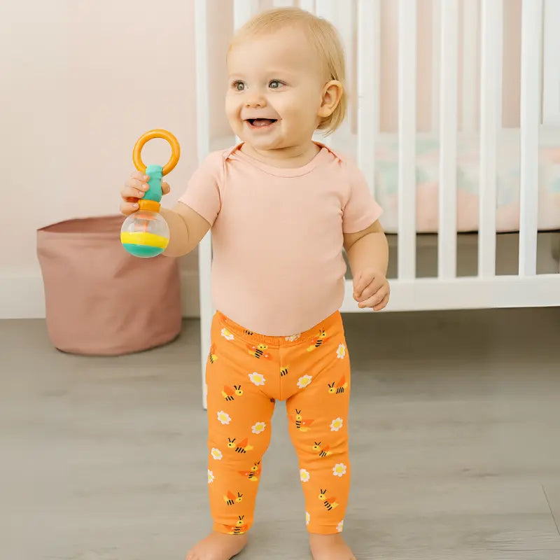 calça de algodão para bebê menina estampa abelhinha