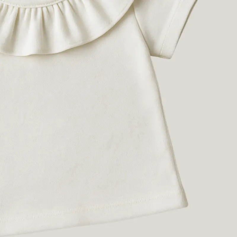 camisa elegante bebê com gola de babado branca