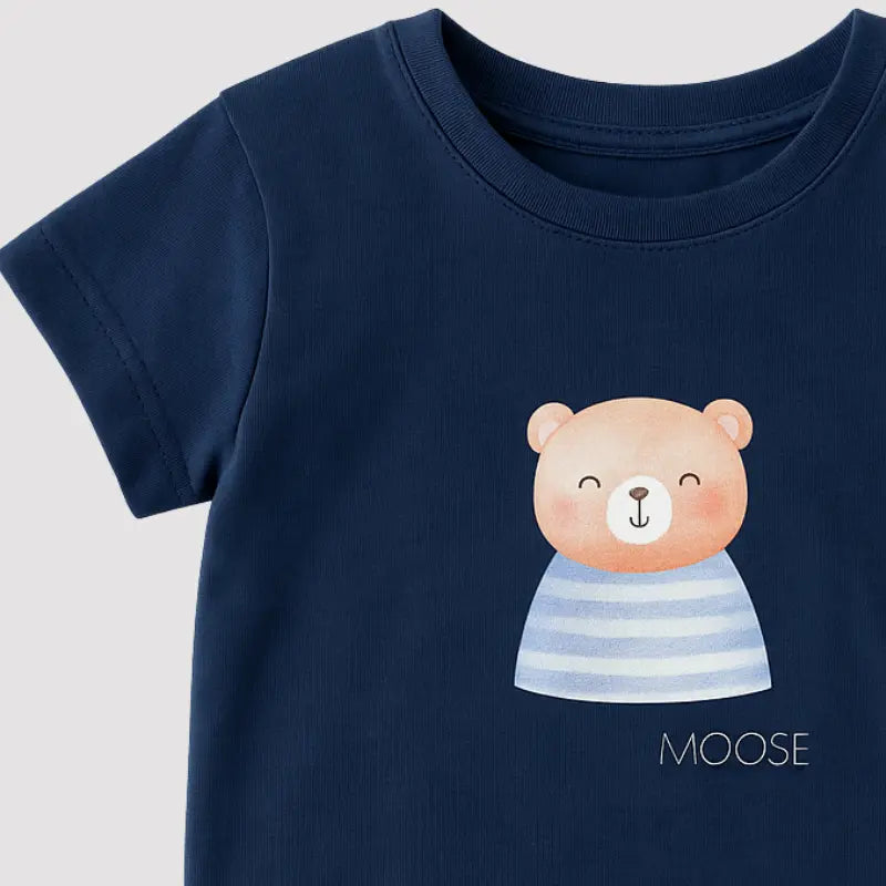 camiseta infantil masculina confortável com desenho de ursinho