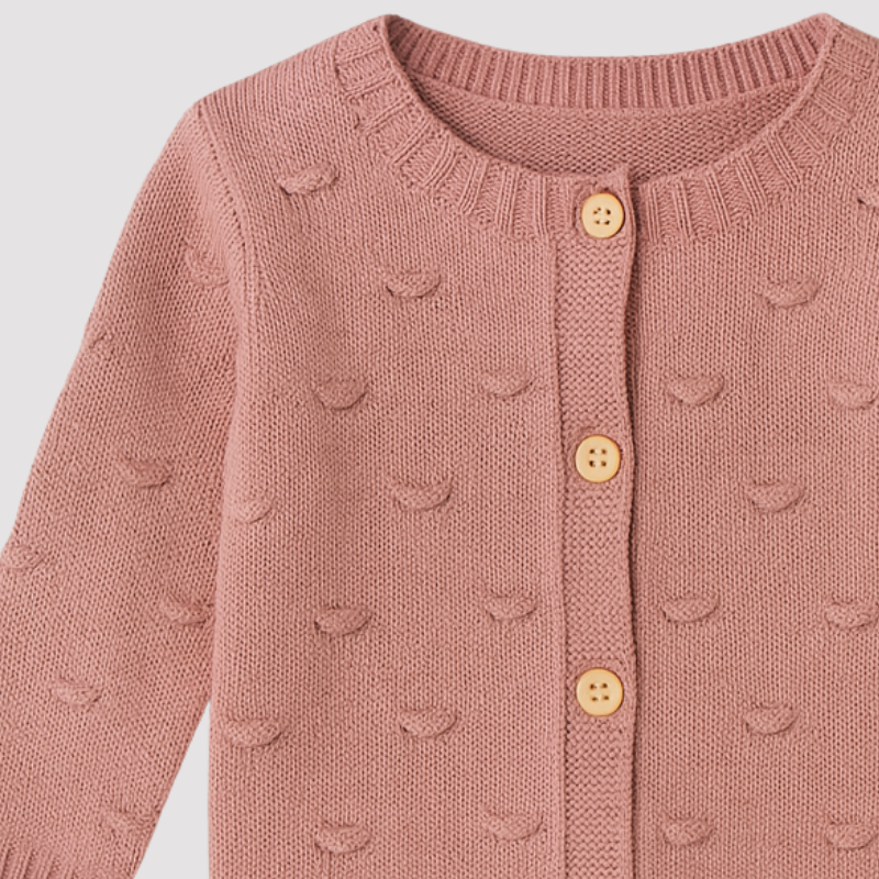 cardigan rosa bebê com toque macio e elegante