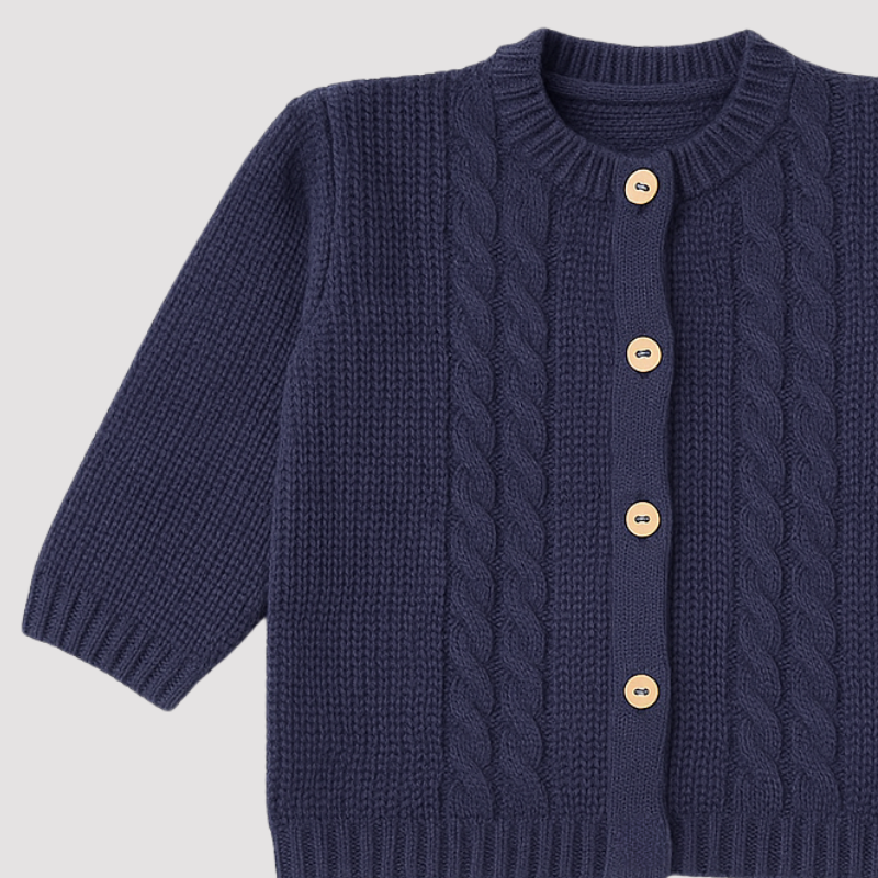 casaco bebê azul marinho elegante em tricot