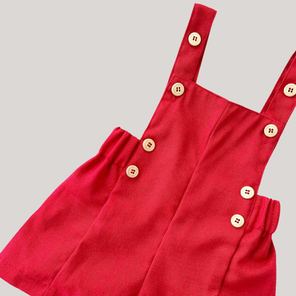 Jardineira Infantil Bebê Unissex Linho Red