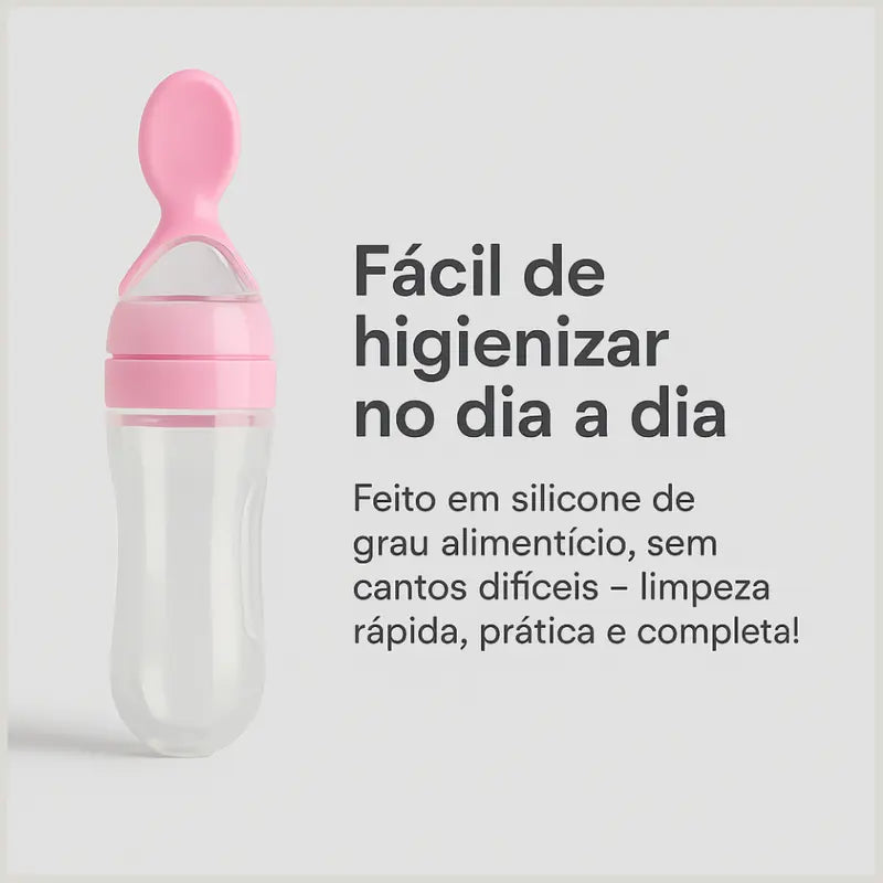colher rosa macia e segura para bebês a partir de 4 meses