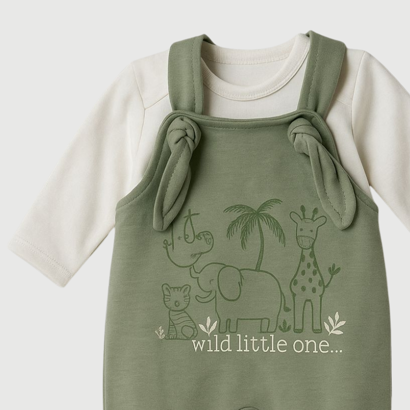 Conjunto Jardineira Body Safari Green