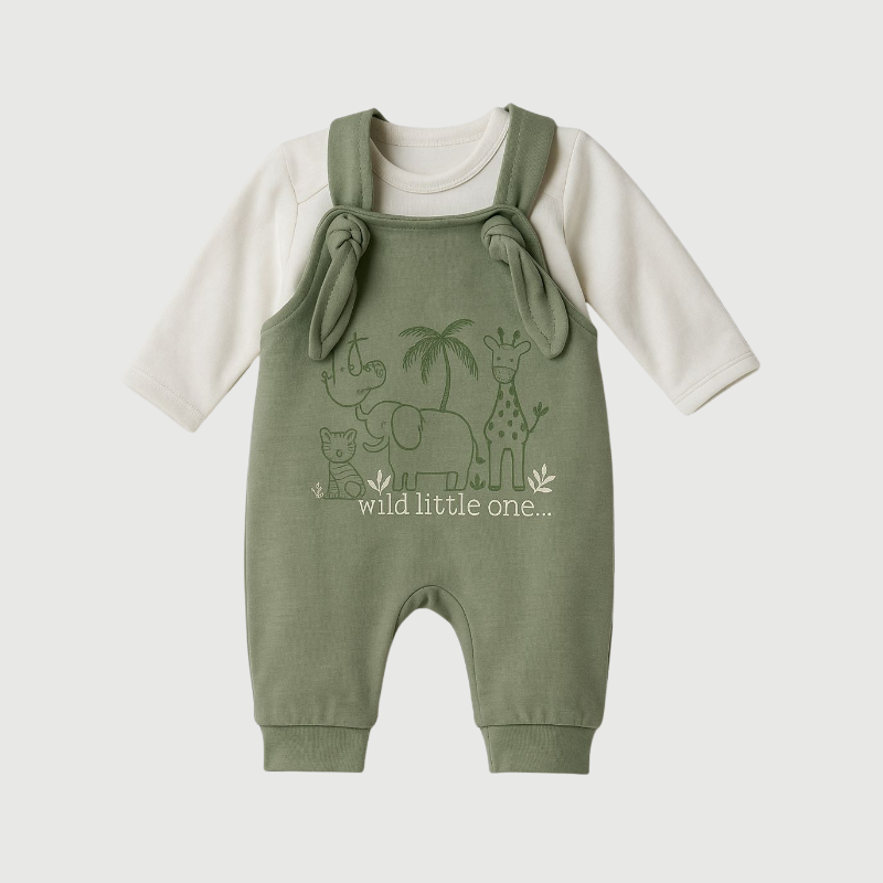 Conjunto Jardineira Body Safari Green