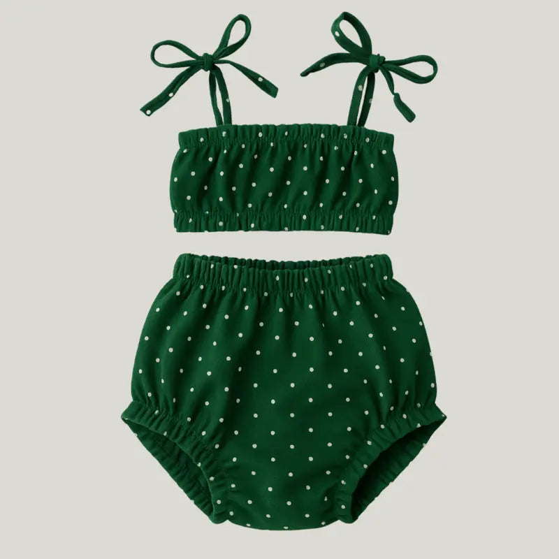 conjunto banho de sol verde bebê regata e short