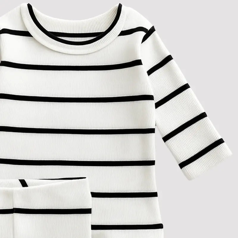 conjunto de algodão listrado branco para bebê menino ou menina