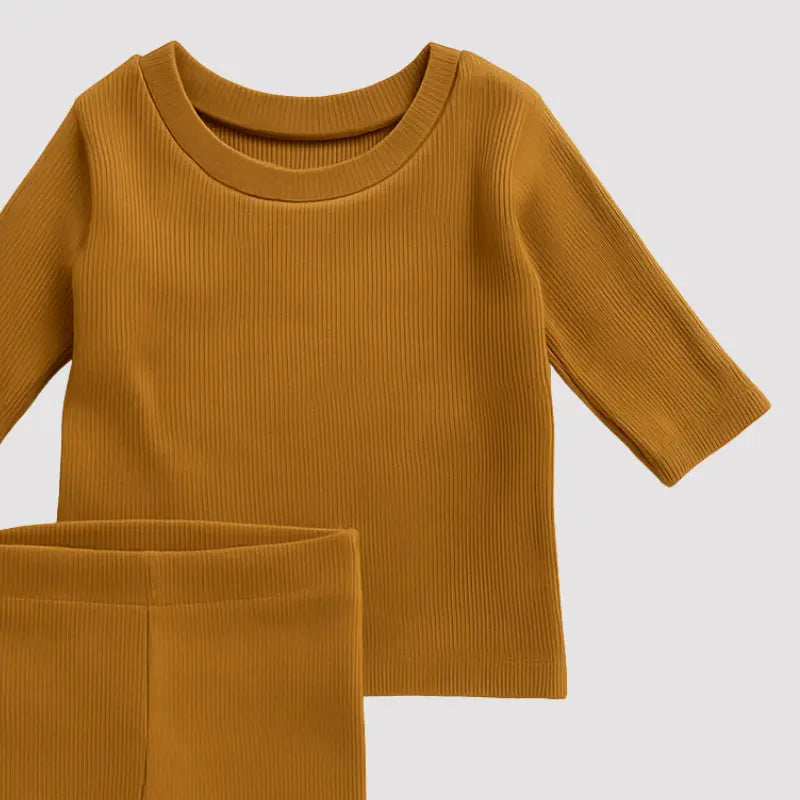 conjunto em algodão caramelo para bebê menino ou menina