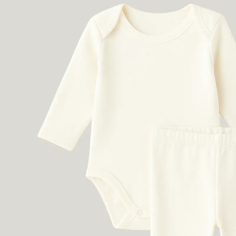 conjunto longo de blusa e calça em algodão para bebê