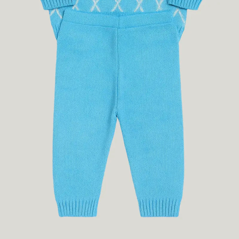 conjunto tricot com bordado de urso para bebê de 0 a 3 meses