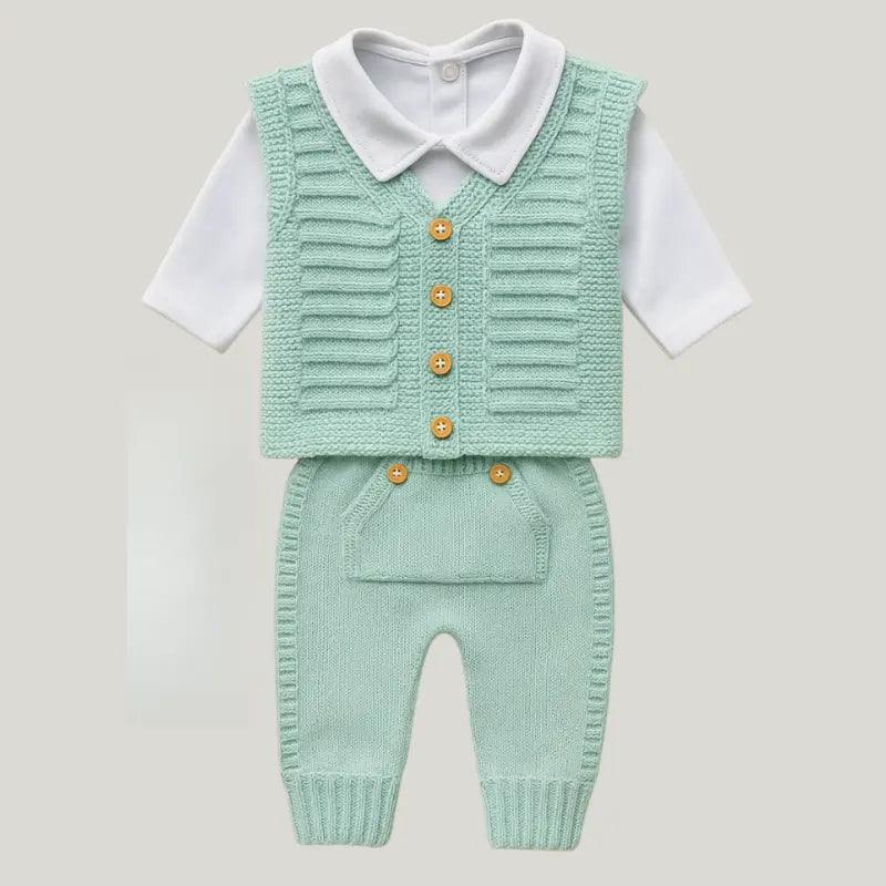 conjunto tricot para recém-nascido com 4 peças elegantes