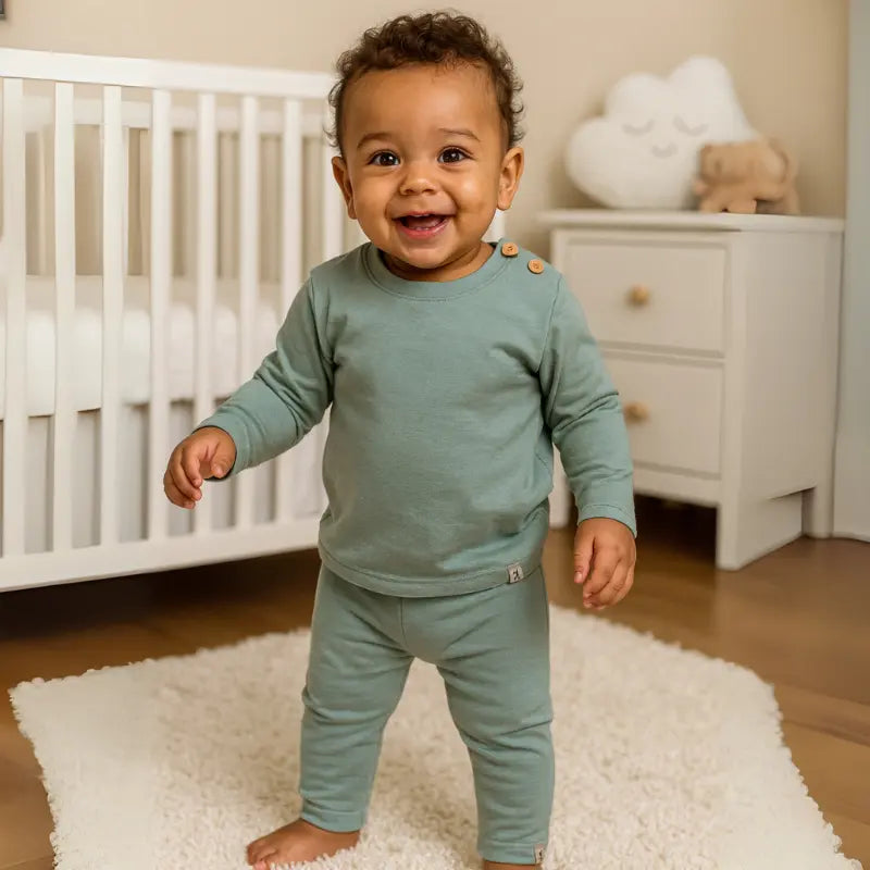 conjunto verde menta para bebê de 3 a 12 meses