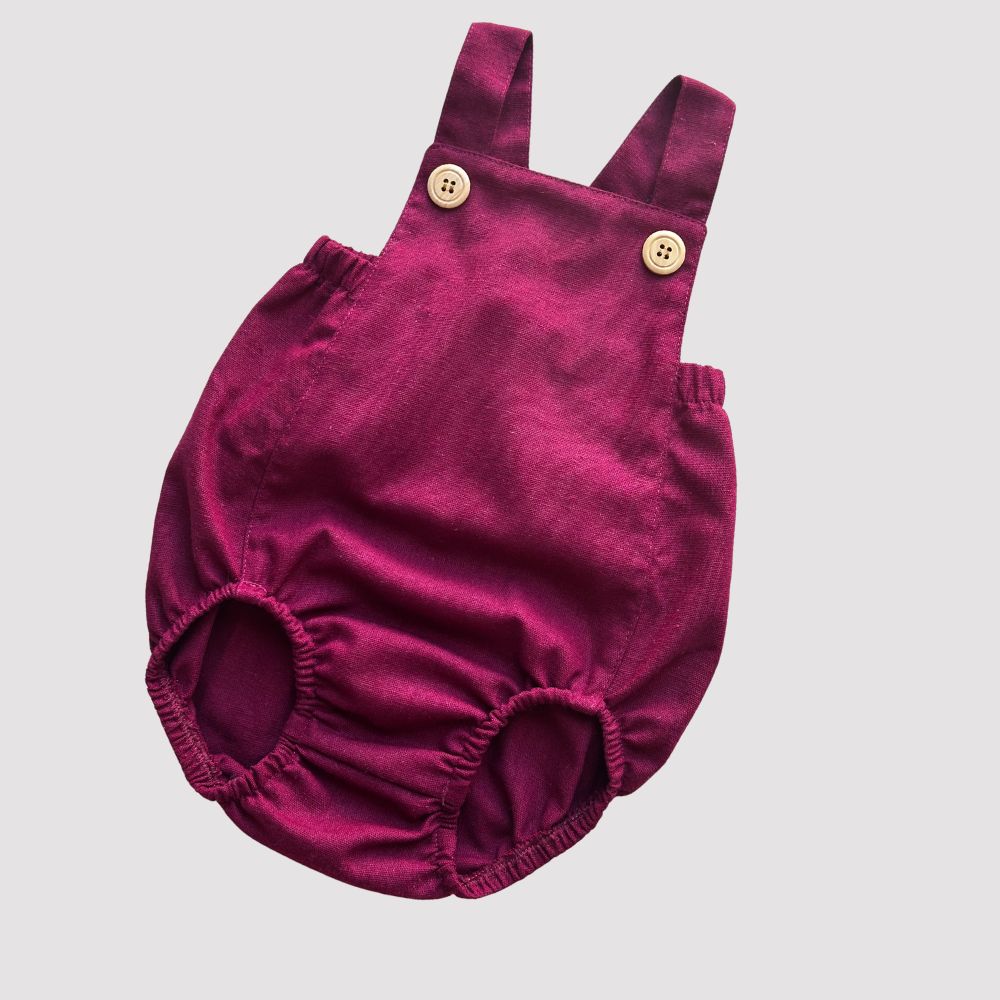Romper Bebê Tradicional Linho Bordo