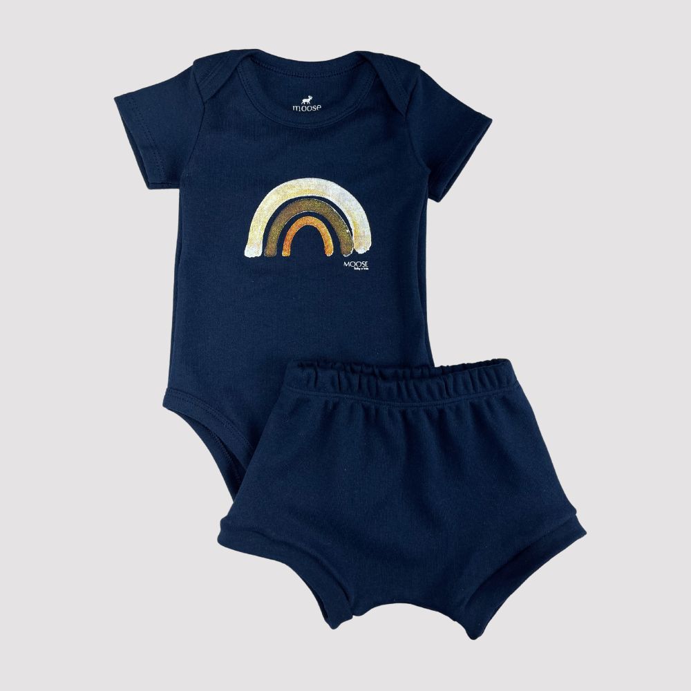 Conjunto Bebê Rainbow Azul Marinho