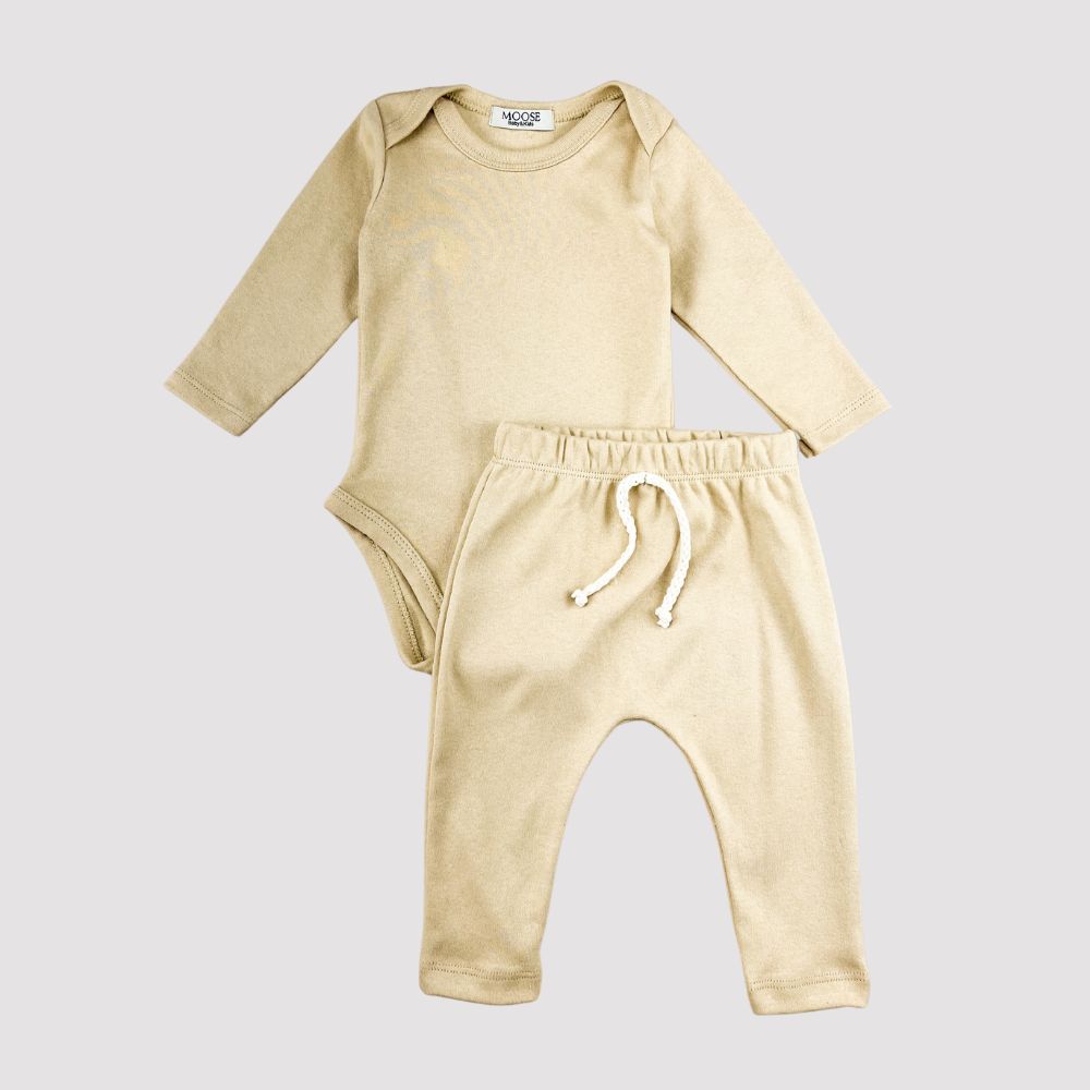 Conjunto Bebê Algodão Organic Longo Bege