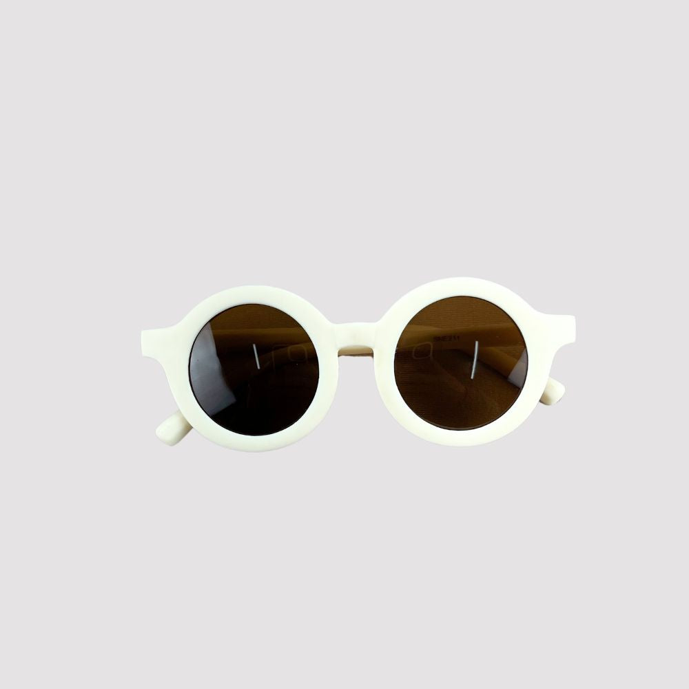 Óculos de Sol para Bebe Retrô Redondo Off White com Proteção Uv