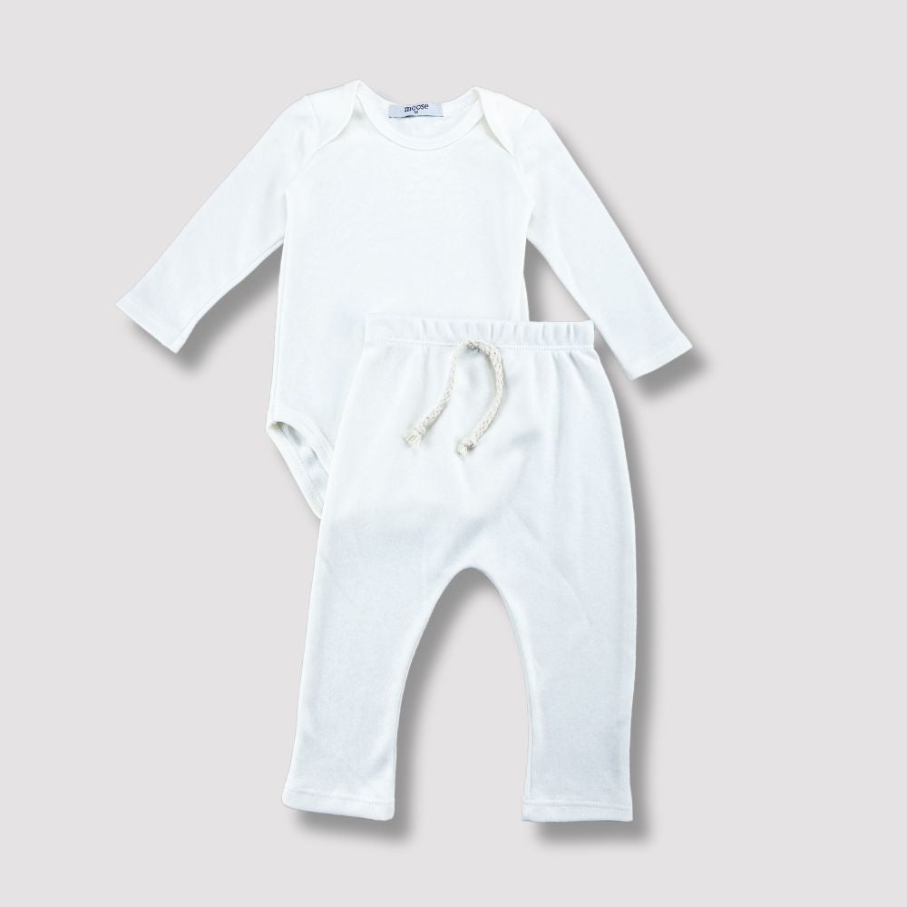 Conjunto Bebê Algodão Organic Longo Off White