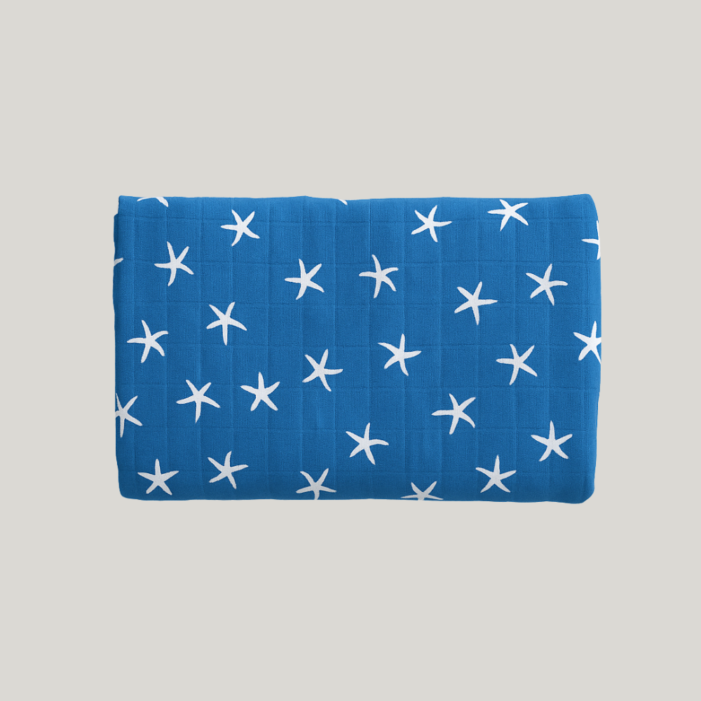 Swaddle Bebê Algodão Mar Azul