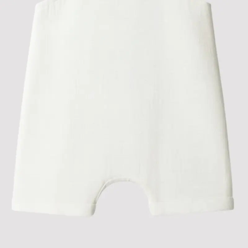 jardineira bebê em linho off white para ocasiões especiais