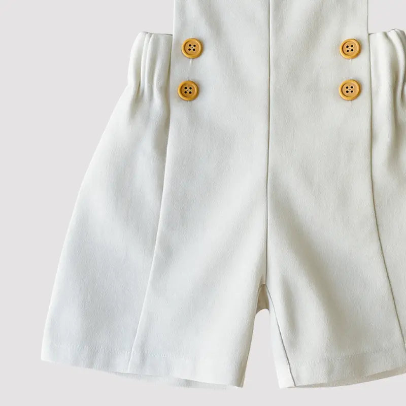jardineira infantil off white para batizado ou ensaio