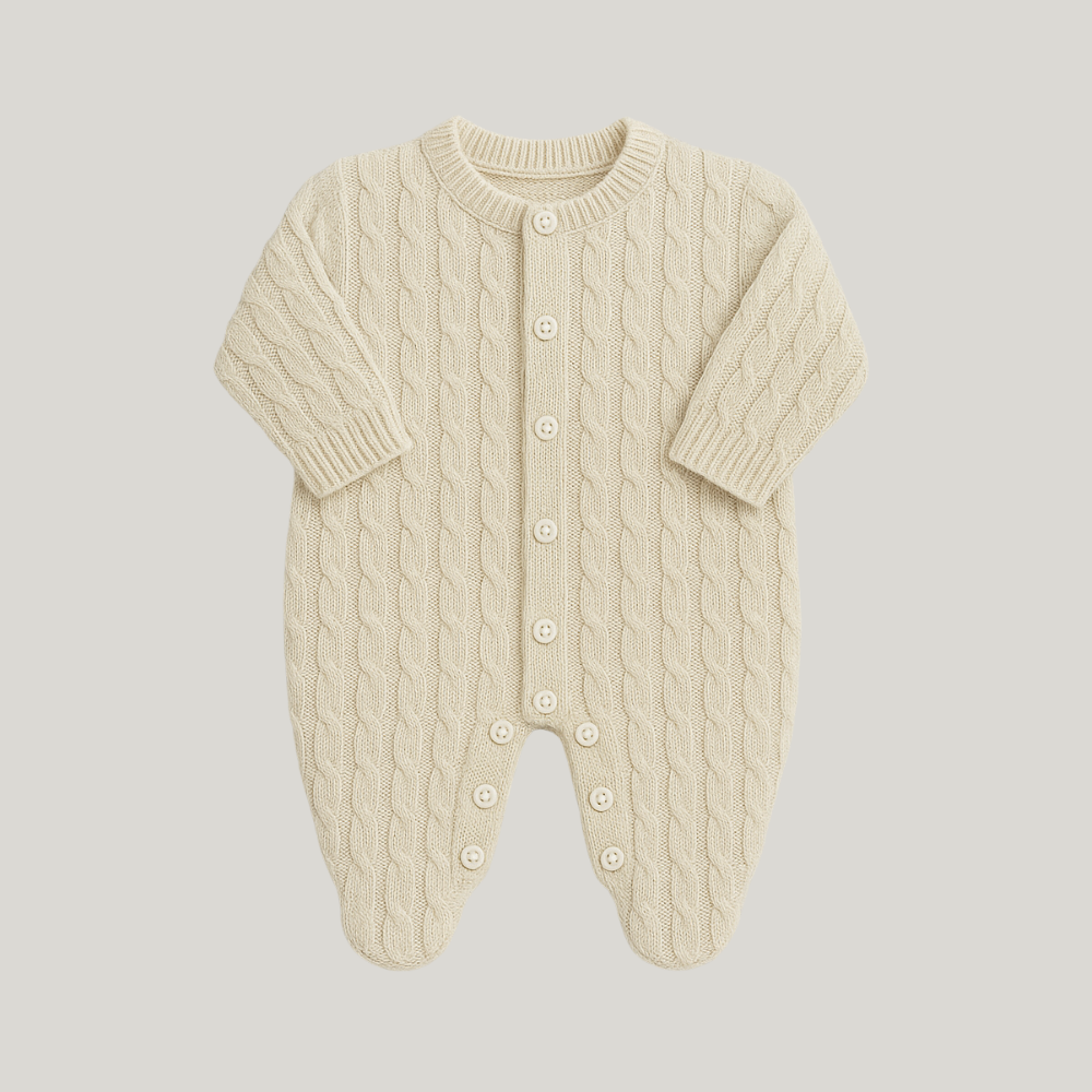 Kit Saída Maternidade Tricot 2 Peças Snow Bege