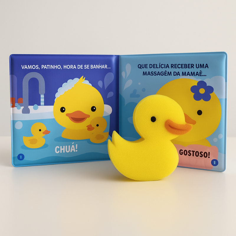 Kit Hora do Banho Livro + Esponja Patinho