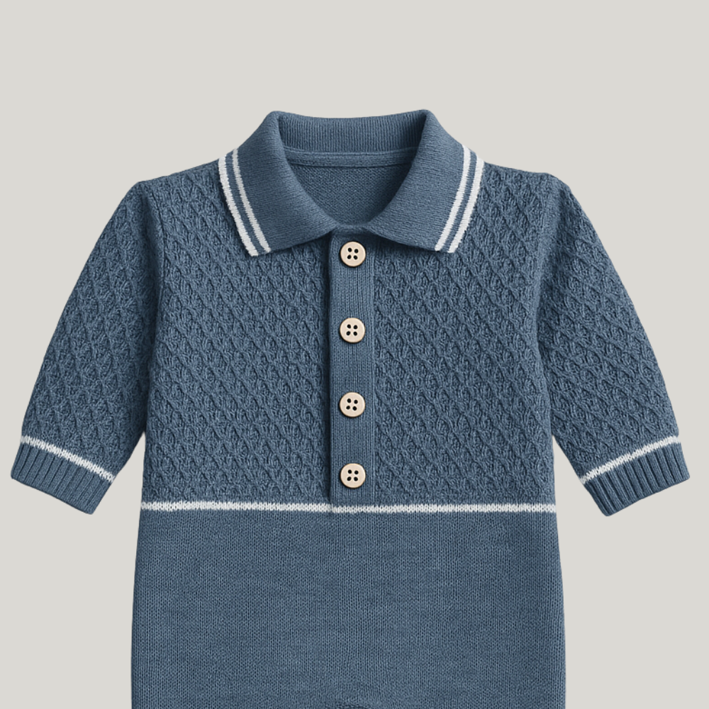 Kit Saída Maternidade Menino Tricot 3 Peças Vicent Blue
