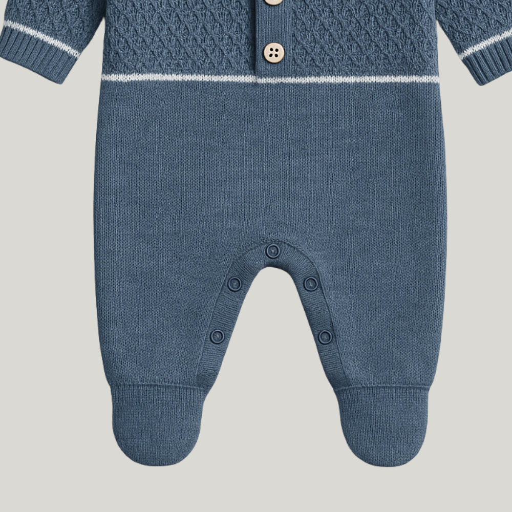 Kit Saída Maternidade Menino Tricot 3 Peças Vicent Blue