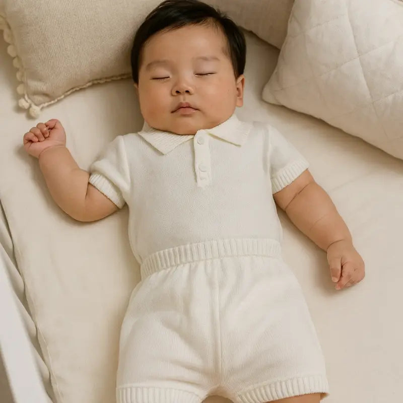 look sofisticado para bebê em tricot macio e delicado