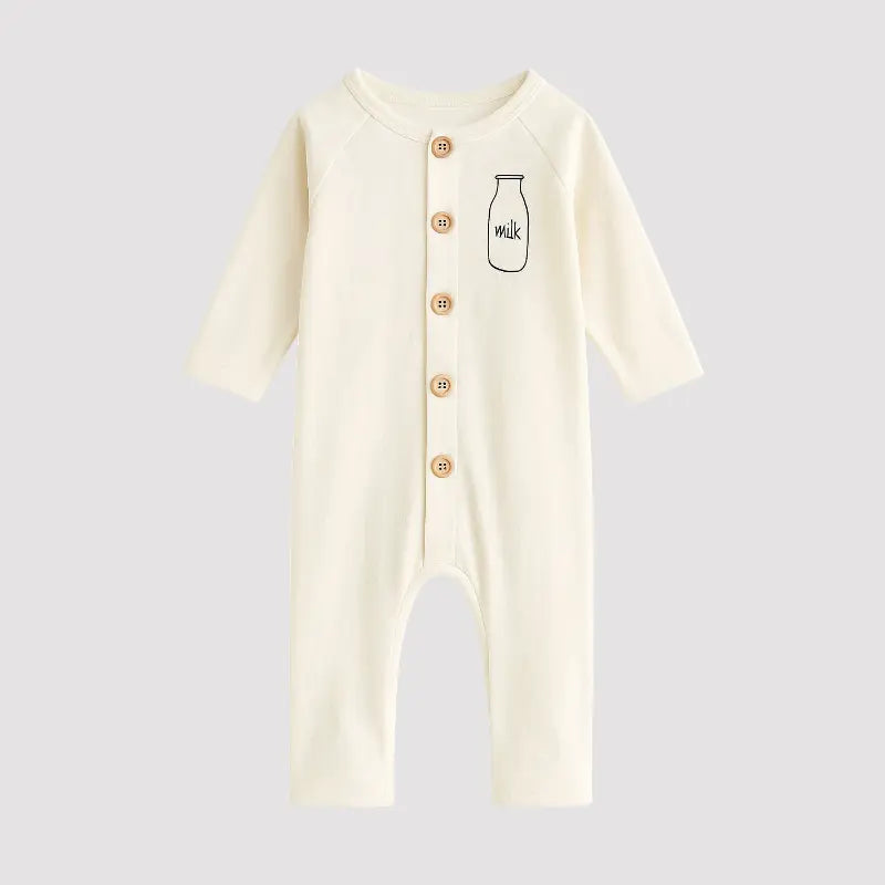 macacão bebê algodão off white com botões Milke