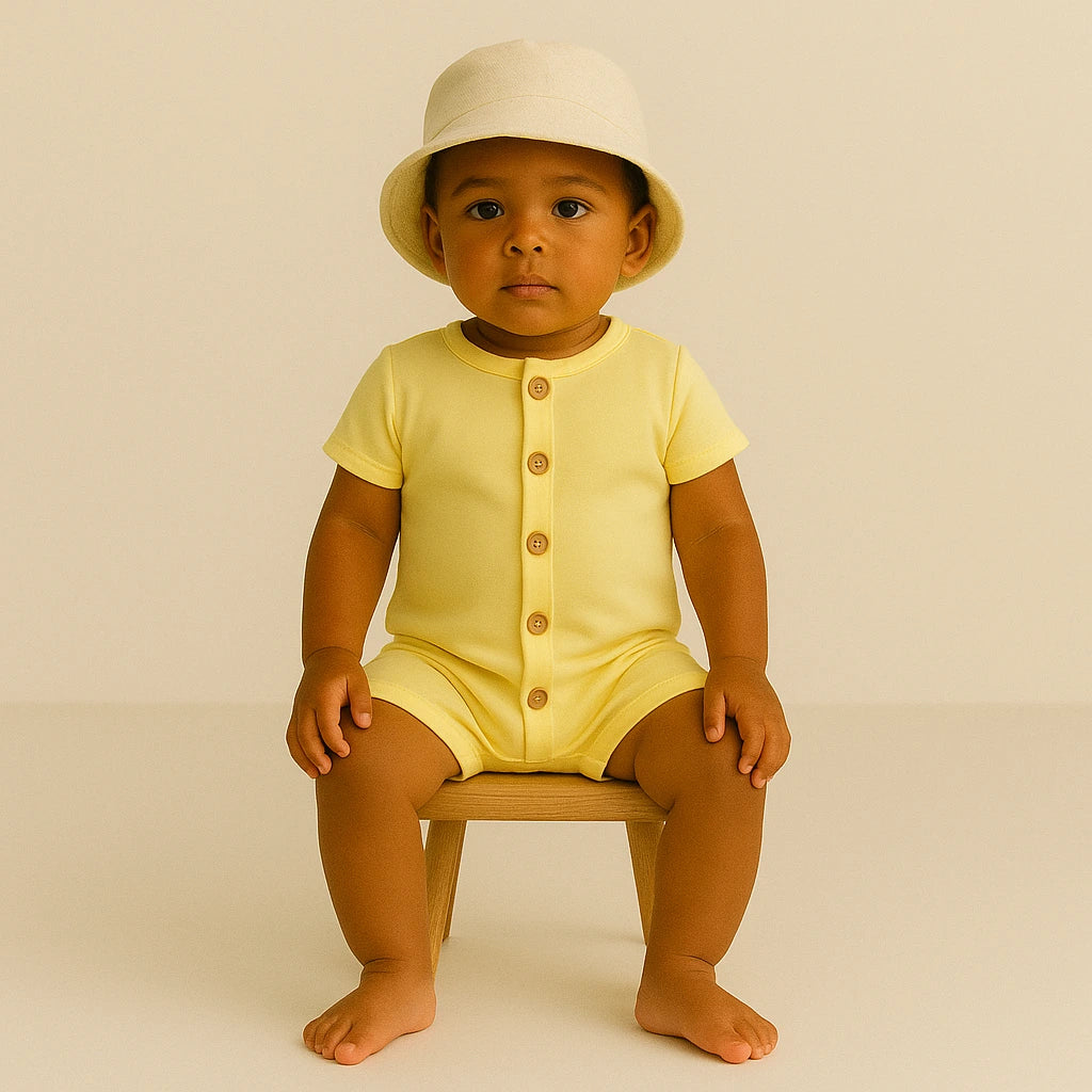 Organic Fresh Yellow Cotton Baby Romper