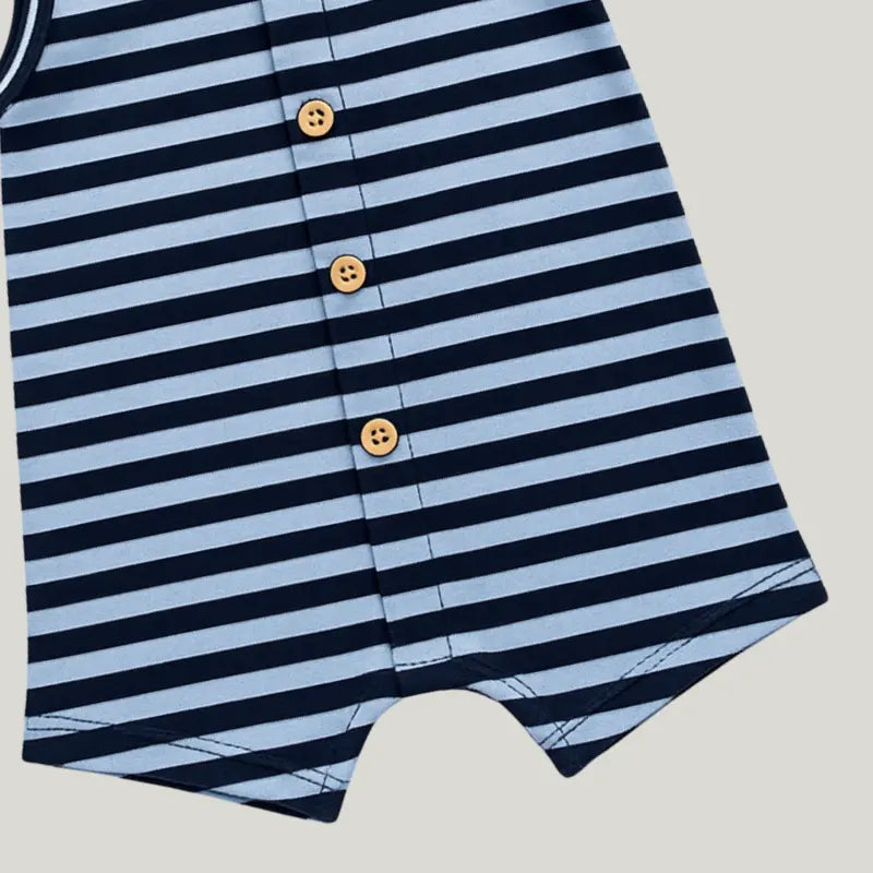 romper listrado azul marinho para bebê confortável