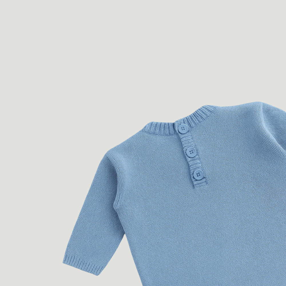 Macacão Bebê Recém Nascido Tricot Azul