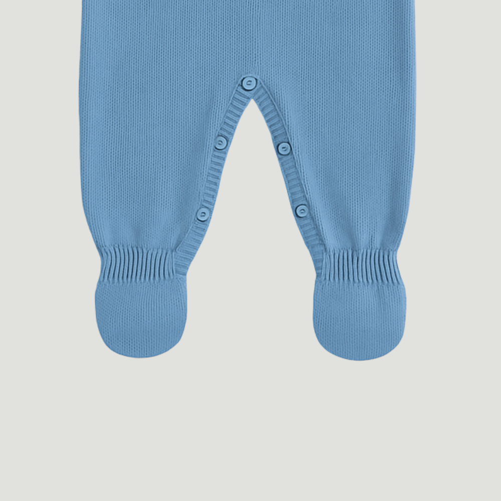 Macacão Bebê Recém Nascido Tricot Azul