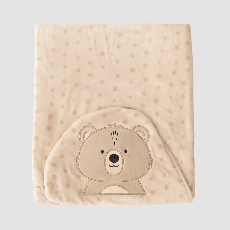 manta de microfibra bege bordada para bebe