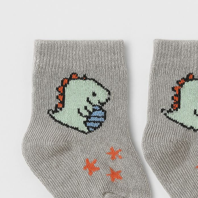 Meia Bebê Dino Cinza