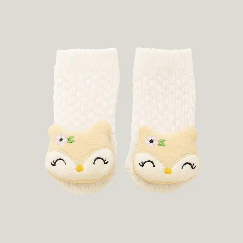 meia rosa para bebê com aplique de raposa