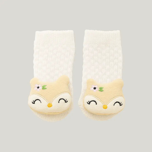 meia rosa para bebê com aplique de raposa