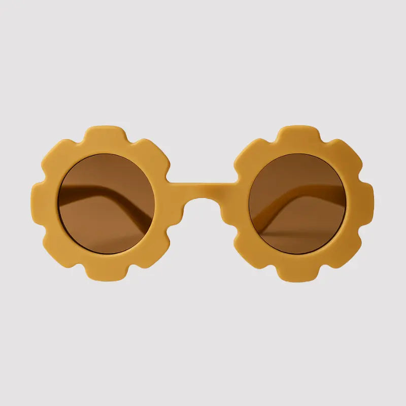 oculos De Sol Para Bebe Retro Flowers Mostarda Protecao Uv
