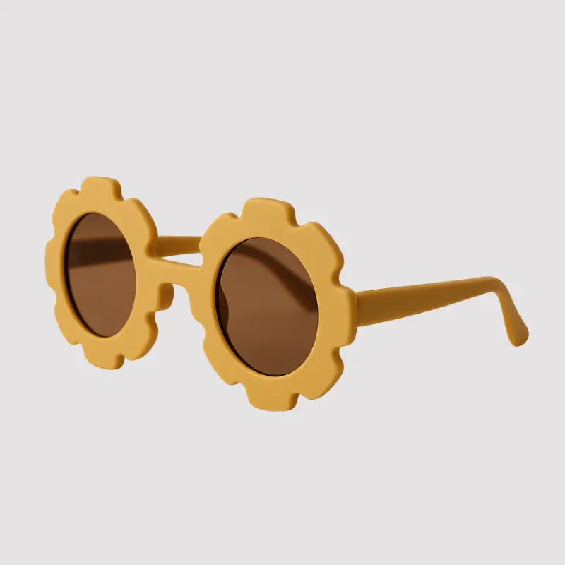 oculos De Sol Para Bebe Retro Flowers Mostarda Protecao Uv