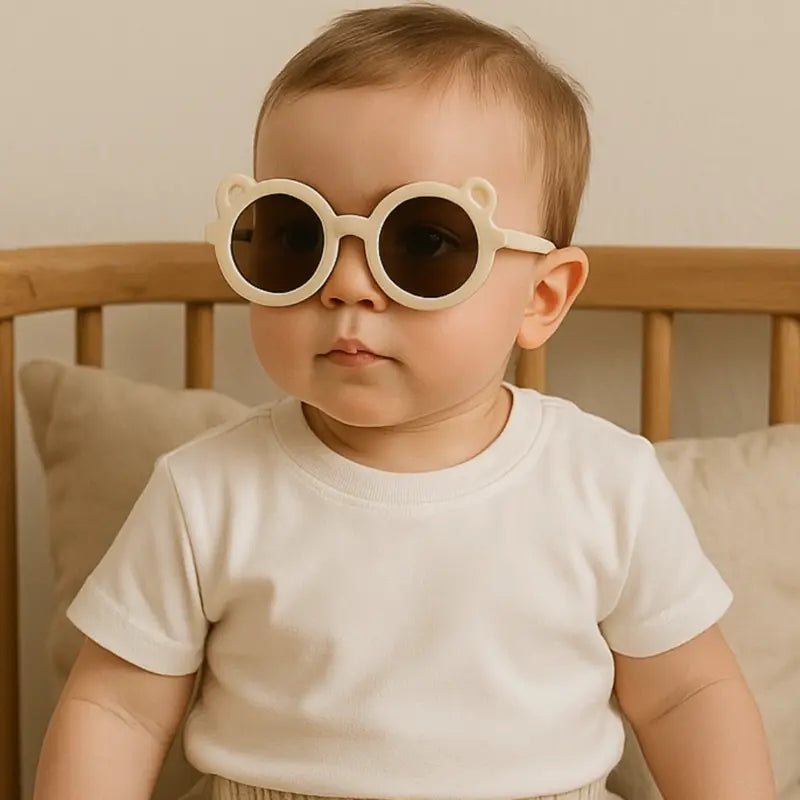 óculos de sol off white com formato de urso para bebê