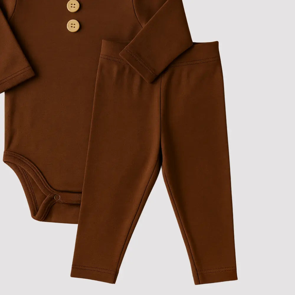 onjunto bebê buttons com detalhe moderno mocha
