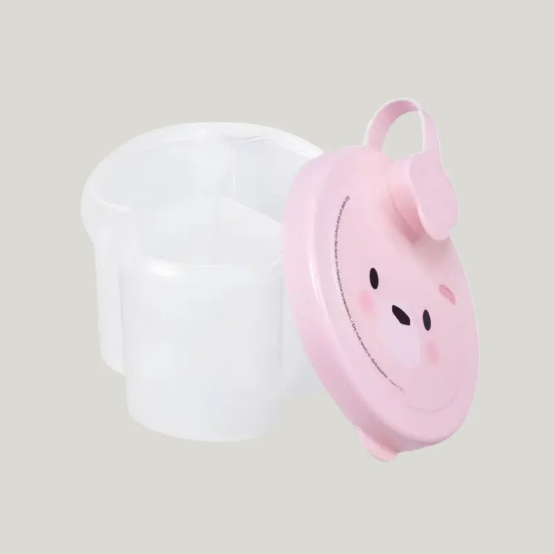 porta leite em pó com divisórias bear rosa para bebê