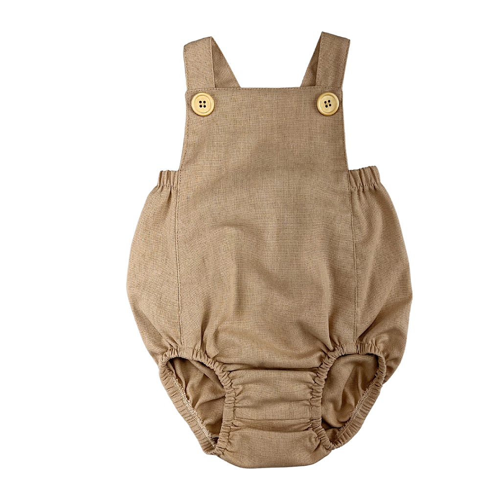 Romper Bebê Tradicional Linho Brown