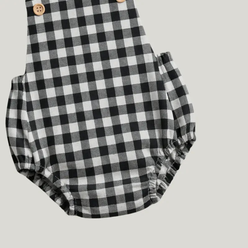 romper confortável para bebê com estampa chess black